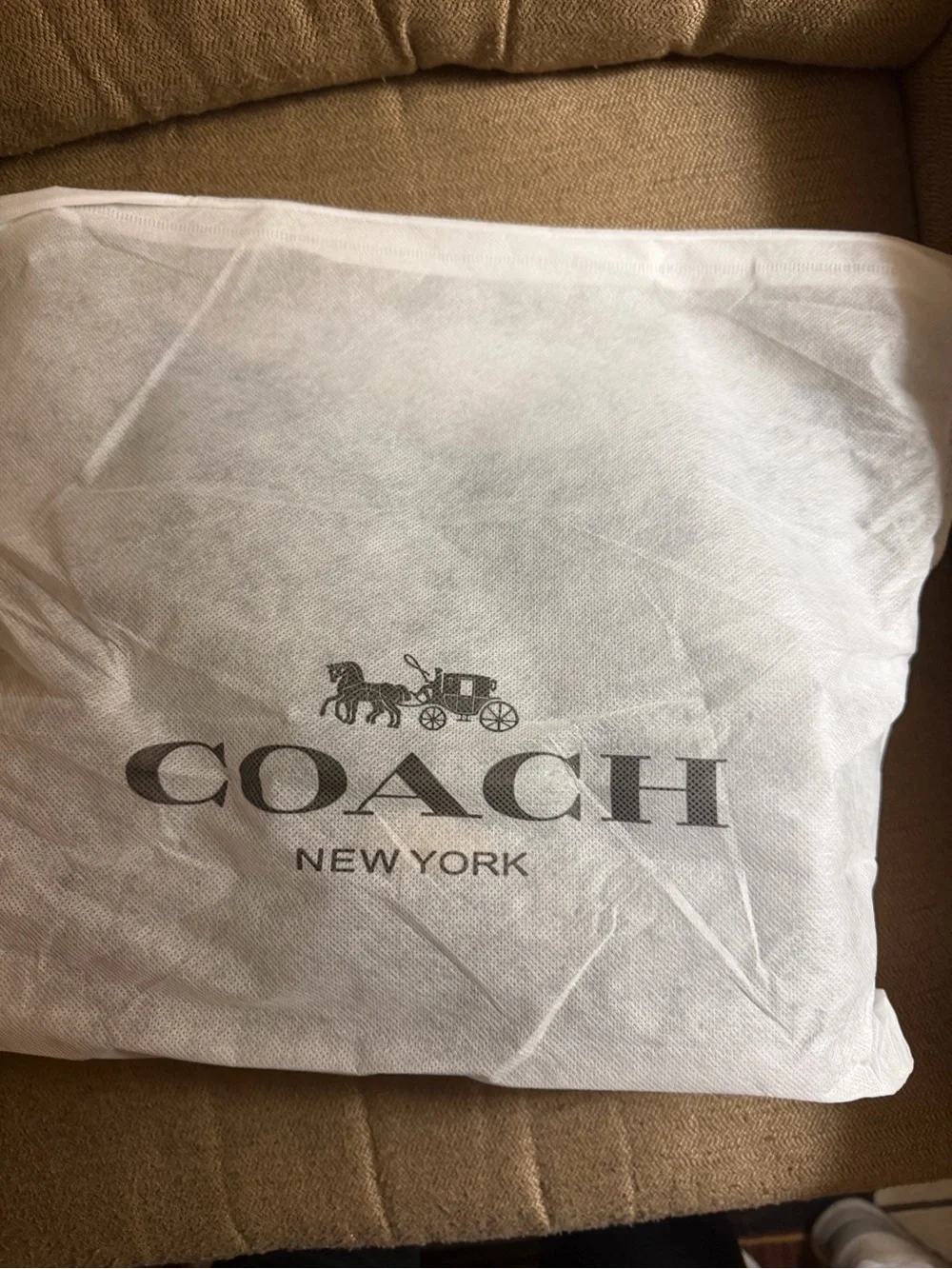 Coach Dark Brown Signature Canvas Shoulder Bag with Gold Logo